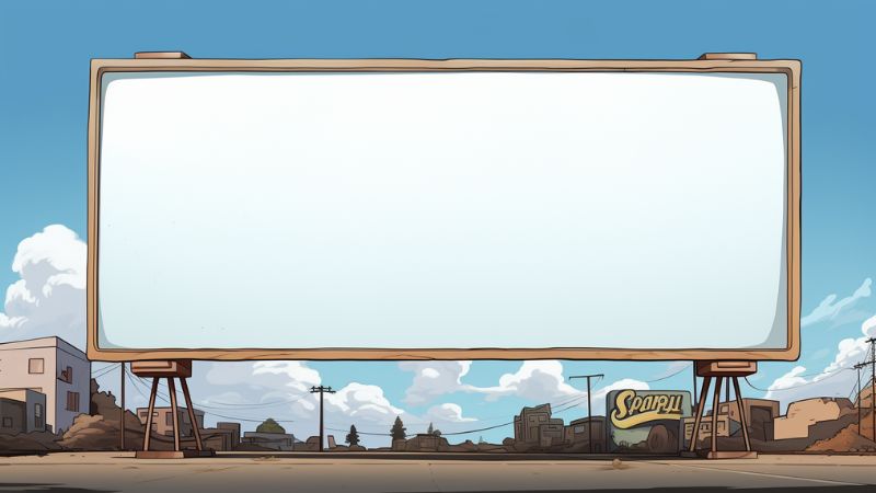 a simplistic cartoon drawing of a big billboard,hip hop,1950's style, poster design, high quality ar 16 9 v 5.2