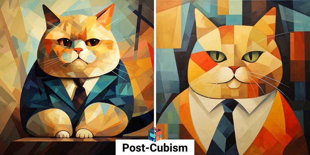 חתול חמוד שמן עם עניבה בסגנון Post Cubism  - מדריכים למידג'רני
