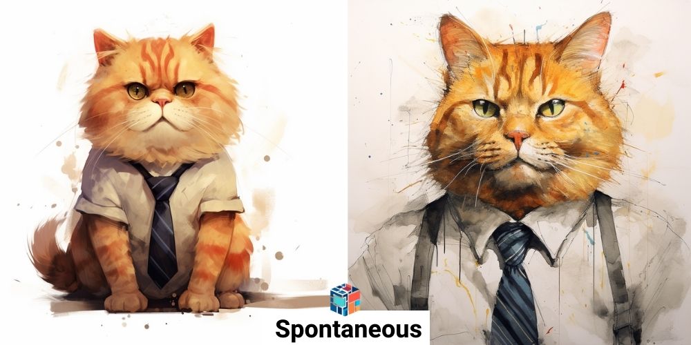 חתול חמוד שמן עם עניבה בסגנון Spontaneous