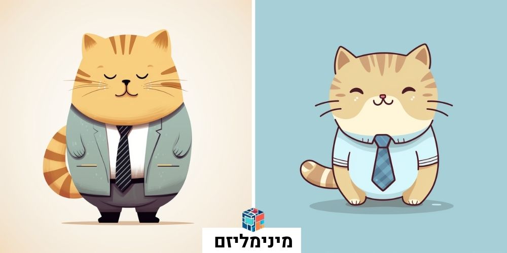 חתול חמוד שמן עם עניבה בסגנון מינימליזם