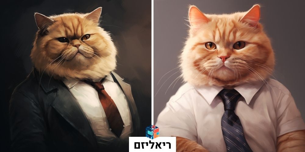 חתול חמוד שמן עם עניבה בסגנון ריאליזם