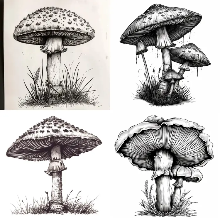 Hand drawn parasol mushroom v 6.0